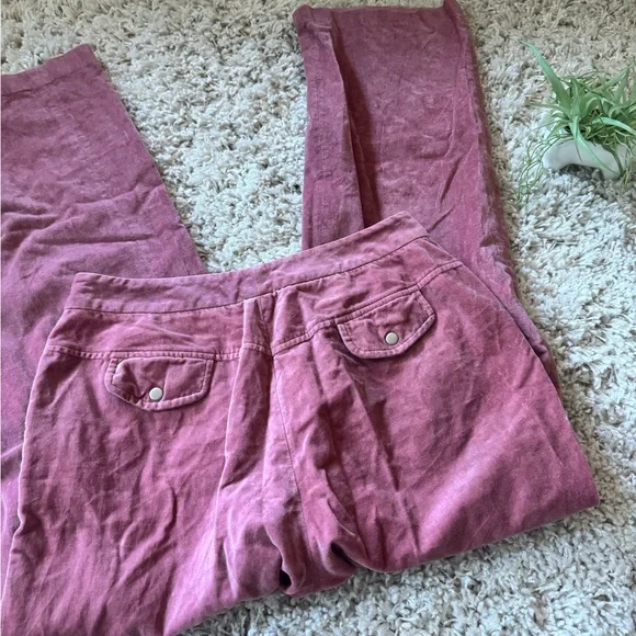 Pink corduroy pants with a straight leg and high-rise fit retro pants - Picture 6 of 6